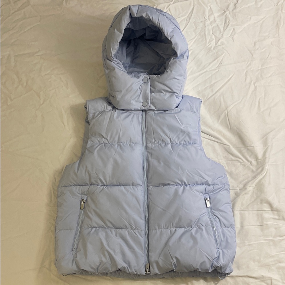 Athleta Kids Hooded Puffer Vest - Light Blue